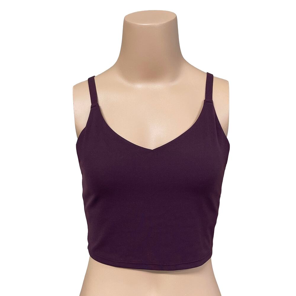 Athleta Elation V-Neck Longline Bra Sz S New $59 Red Wine Spiced Cabernet C D DD
